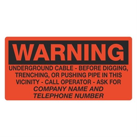 Warning Underground Cable - 6" x 12" Sign
